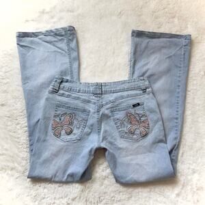 Angels 2000s Y2K Low Rise Rhinestones Butterfly Bootcut Jeans - Jr's 11